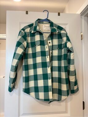 Natural Reflections Teal & Cream Buffalo Plaid Shirt Jacket